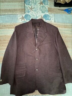 Rubinacci Men’s Jacket, Size IT 54, Burgundy, 3 Button, 100% Lana Vergine